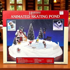 VTG Lemax Animated Skating Pond Animated Christmas Village Accessory 54106 READ