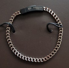 TATEOSSIAN Chevron Click IP Stainless Steel Black/ Brown Bracelet BNIB