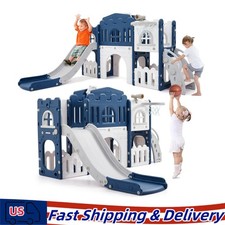 8 in 1 Toddler Slide Kids Climber Playset Indoor Outdoor Slide Playset New