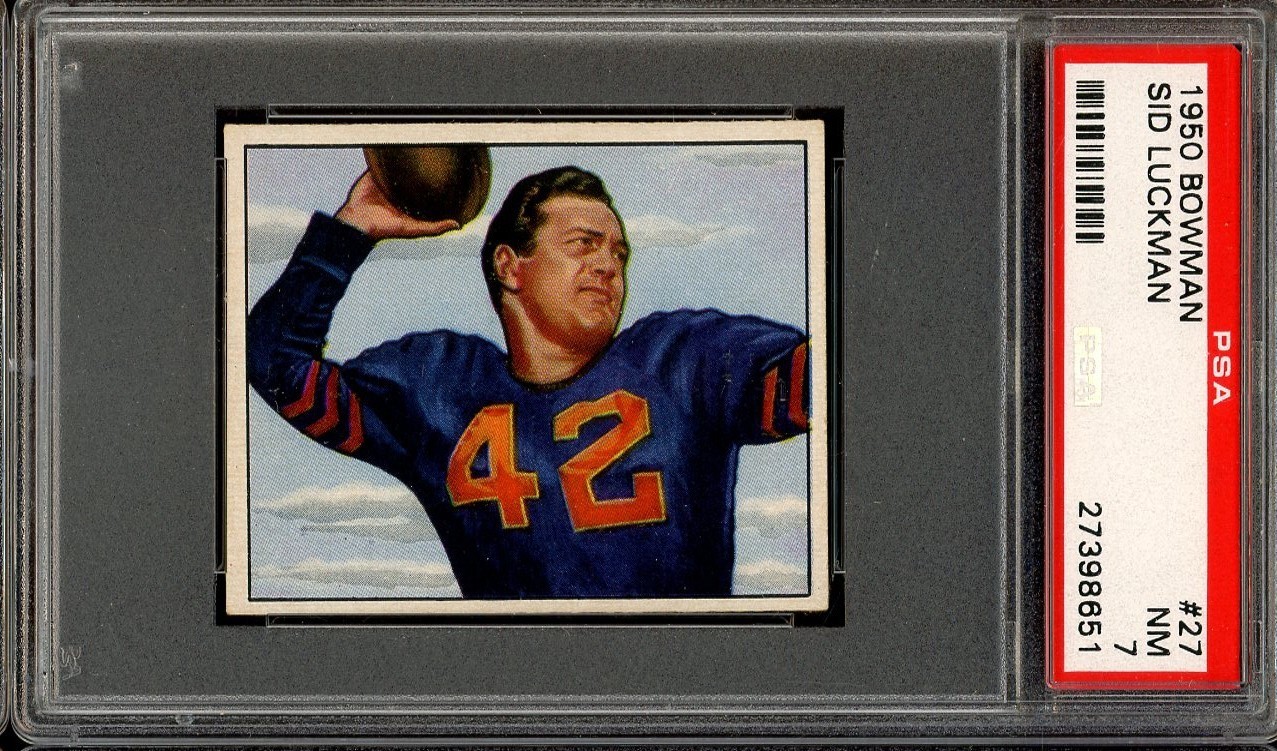 1950 Bowman Football #27 Sid Luckman PSA 7