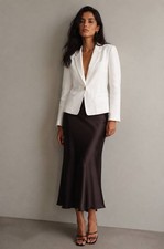 Calvin Klein White Linen Blend Blazer Size 16 NWT Elegant Tailored Workwear