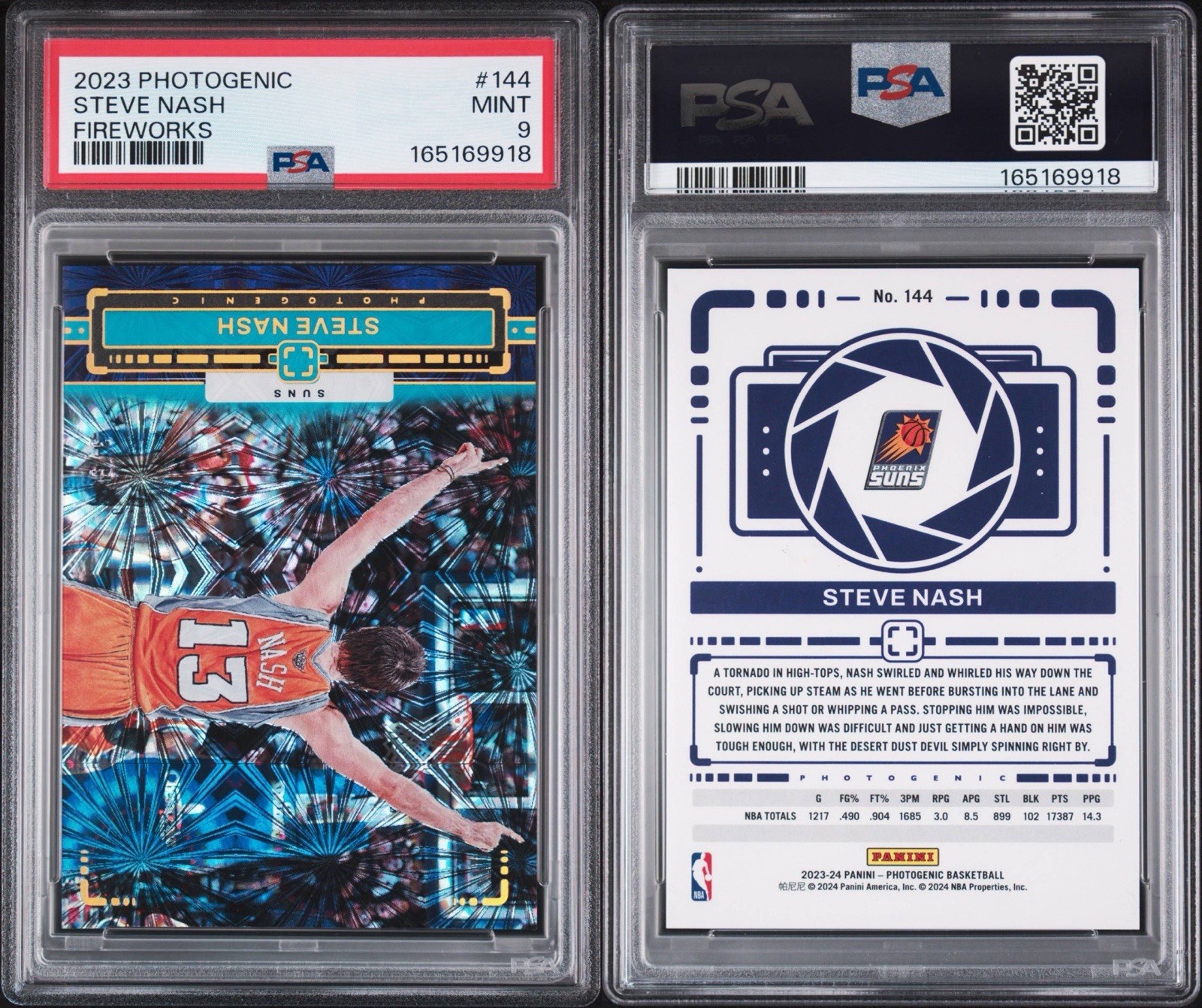 2023-24 Panini Photogenic - Steve Nash #144 Fireworks /5 PSA 9 MINT POP 1 view 3