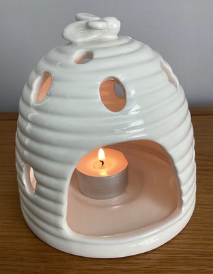 Bienenstock Teelichthalter weiß glasierte Keramik ausgefallenes Multi Vent Design