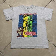 Vintage 1992 Tasmanian Devil Shirt Youth Large Gray Looney Tunes Cartoon Tee 90s