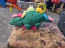 VTG Cuddle Wit Nylon Dinosaur Plush Toy Green Pink Yellow 90’s Parachute