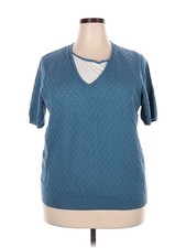 Alfred Dunner Women Blue Sweater Vest 2X Plus