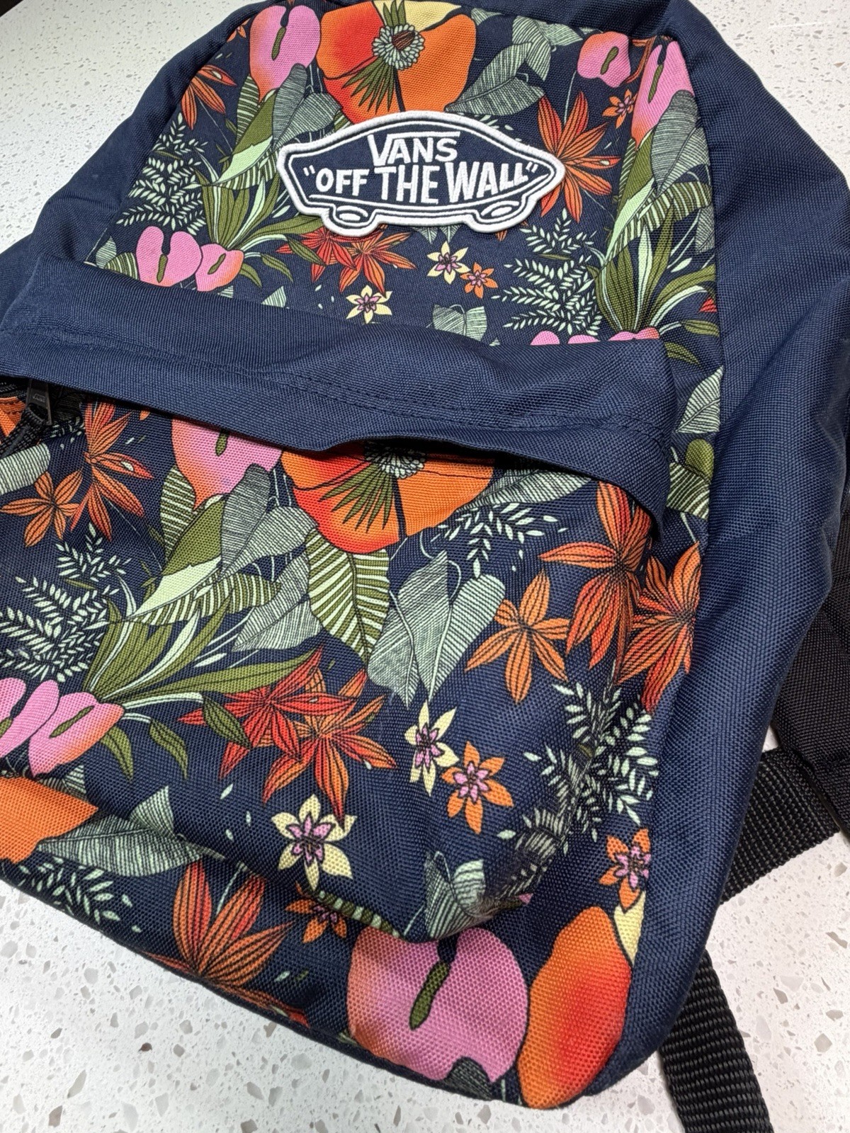 VANS Floral Pattern Navy Backpack Adjustable Stra… - image 2