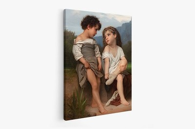Adolphe Bouguereau/On the Banks of a Stream,1879/Canvas Wall Art Picture Print