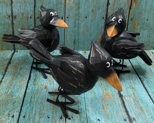 3 pack of Judgmental Black Crows Birds Hobby Lobby Seasonal Bird Fall Decoration