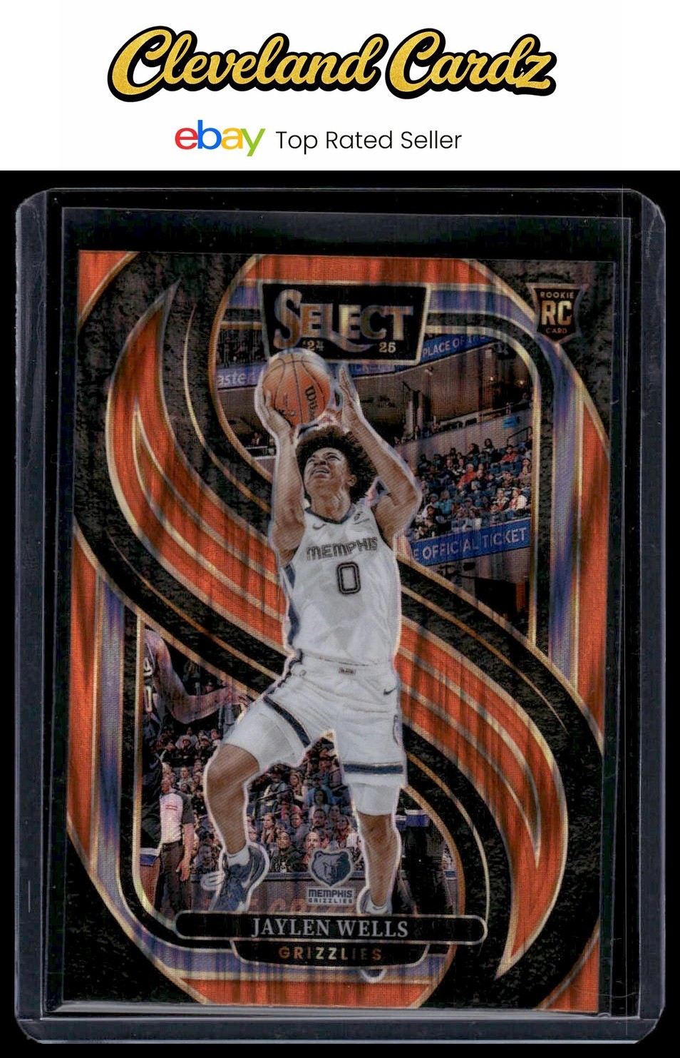 2024-25 Panini Select #188 Jaylen Wells Orange Flash Prizm RC