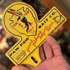 PAW PAW FISH BAIT CO. 1950s ORIGINAL AUTO TAG SIGN FRAME GAS OIL VINTAGE METAL