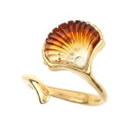 Cavill Ring Sterlingsilber Vergoldet Muschelform Bernstein 1,85Ct