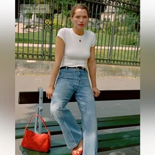 Rouje X J.Crew Marin high-rise flare jean Storm Wash 25