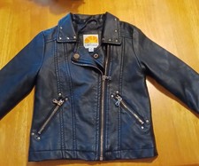 C C California- Black Leather Jacket Faux Sequin Unicorn little girls sz 4T