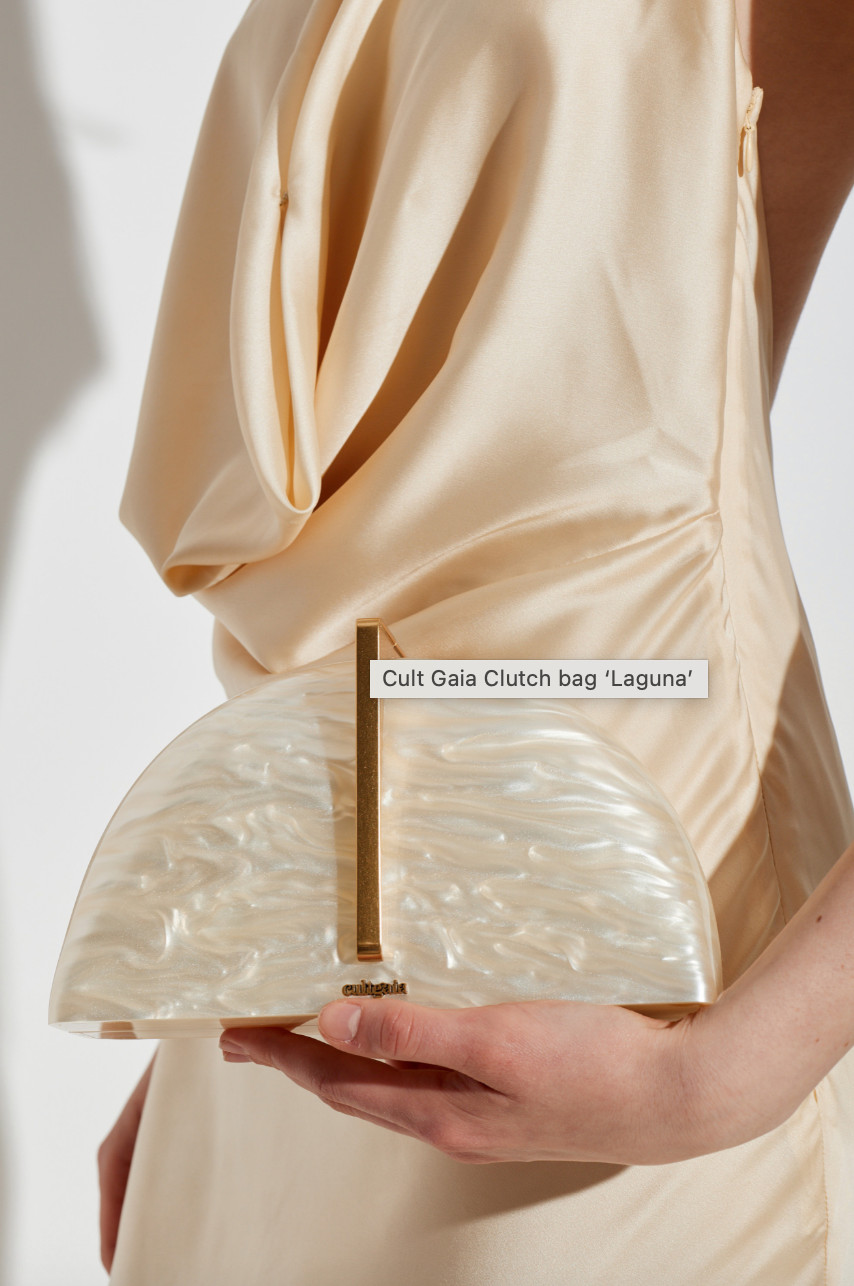 Bolso clutch Cult Gaia Cream Laguna Shell PVP £500 NUEVO CON ETIQUETAS