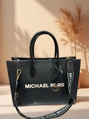 Michael Kors Mirella Women Black Medium Leather Crossbody Tote