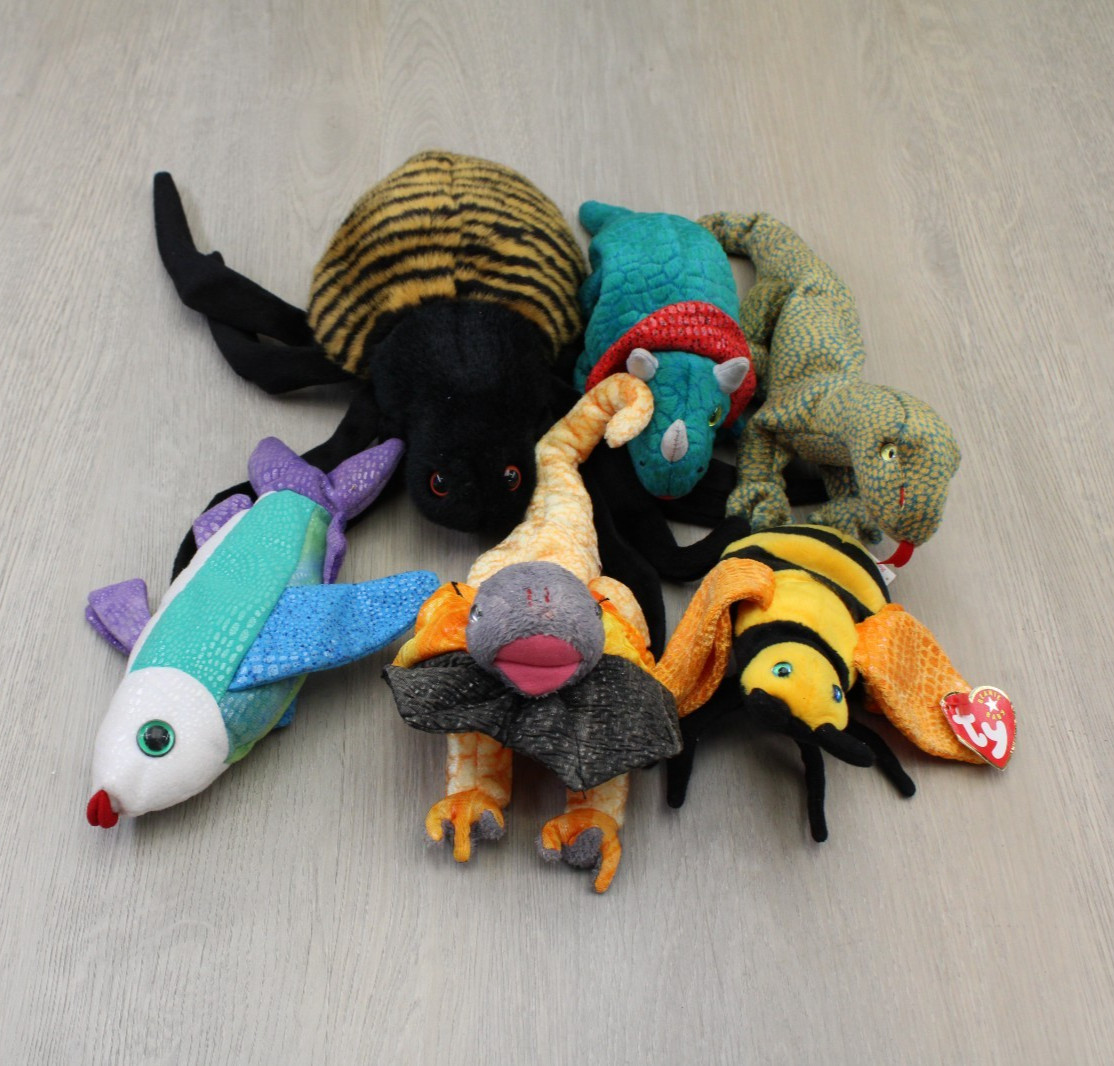 Vintage 1999-2001 Ty Beanie Babies, Scaly, Buzzie, Hornsly, Slayer, Propeller -6