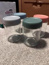 Small Glass Jars With Lids Set of 4 Multicolor Kitchen Pantry Food Storage