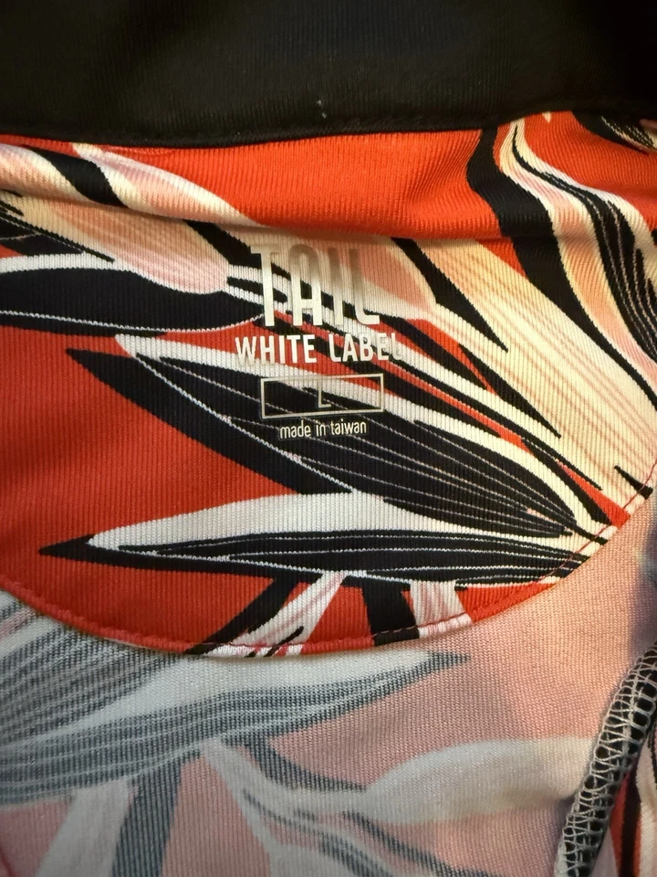 Blusa de tênis de golfe feminina cauda etiqueta branca L manga longa 1/4 zíper vermelha floral ativa - Imagem 4 de 4