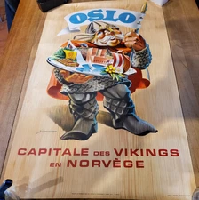 ORIGINAL VINTAGE LITHOGRAPH POSTER/POSTER OLD OSLO by Yran 1957