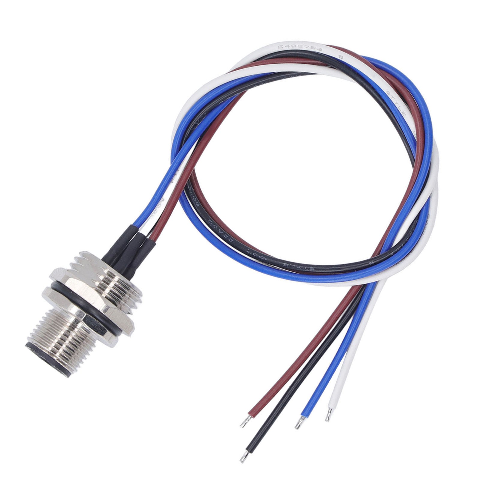 .4 Pin M12 Socket Cable Panel Mount Power Jack Socket M16x1.5 Thread IP67