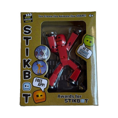 Stikbot Red Poseable Action Figure Plastic Toy w/ Phone Tripod & Accessories