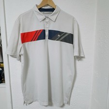 Travis Mathew Shirt Men  s XL White Gray Red Striped Golf Embroidered PGC
