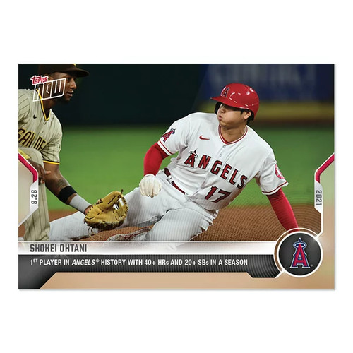 Shohei Ohtani 2021 Topps Now #727 1st in Angels History 40+ HR & 20+ SB Card