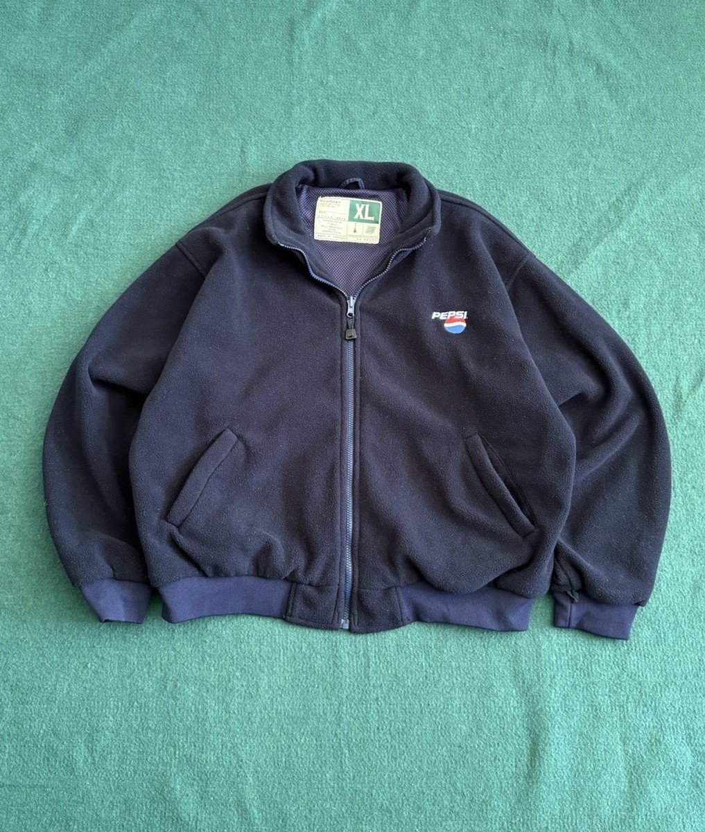 Vintage Men's Pepsi Embroidered Fleece Full Zip Work Jacket Size