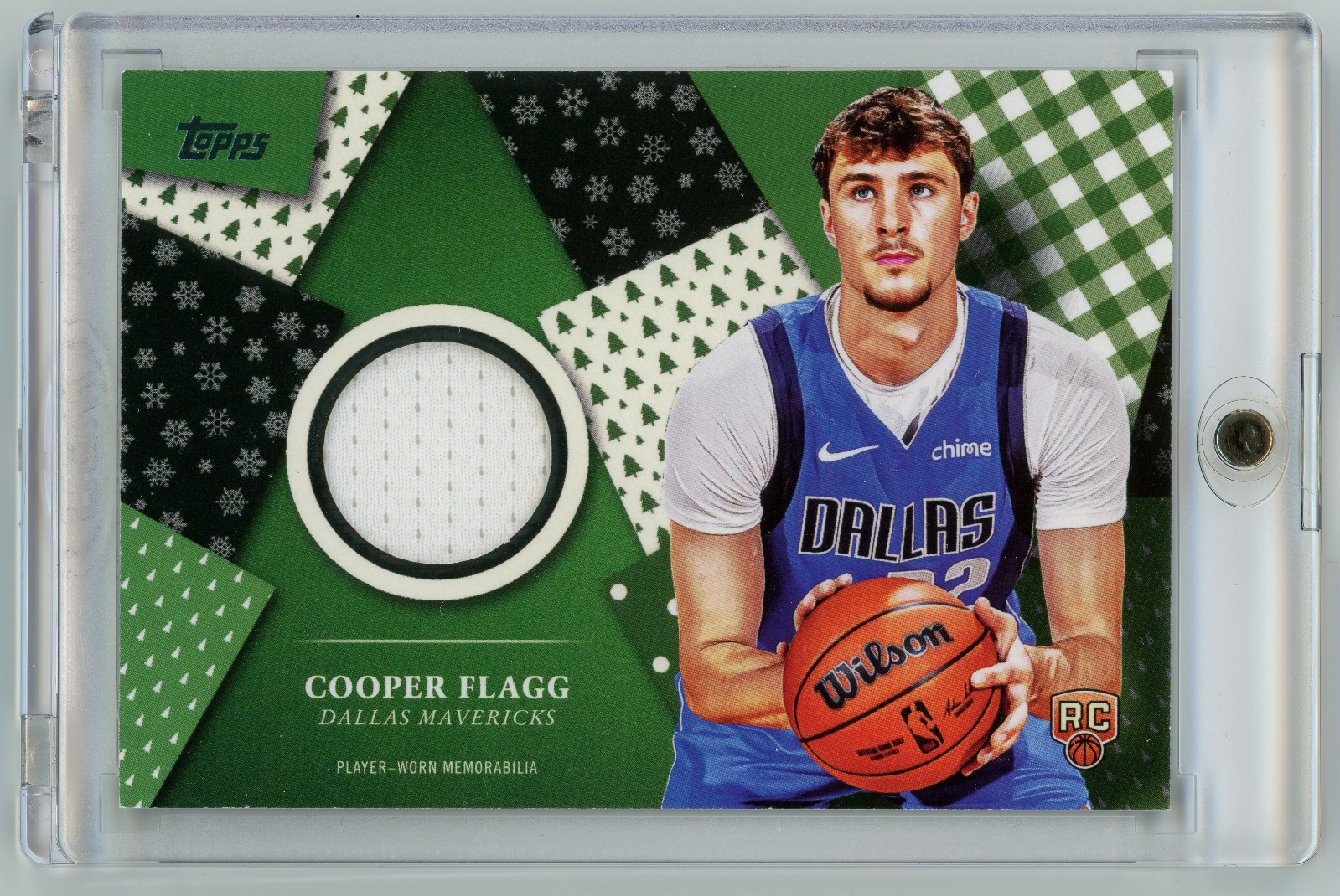 2025-26 Topps Holiday Cooper Flagg RC Holiday Relic HR-1 Player Worn Mavericks