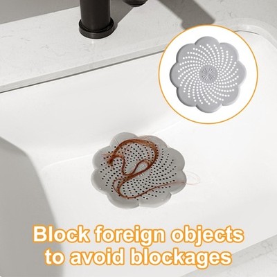 2Pcs Flower Shape Silicone Floor Drain Cover Anti-blocking Waste Catcher