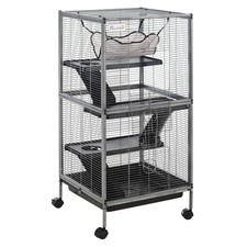 PawHut Small Animal Cage with Wheels Pet Home for Chinchillas, Ferrets, Kittens