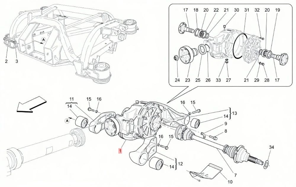 Maserati GranTurismo 2005-2019 Rear Left Axle P/N 68442800