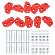 Rock Climbing Holds 10 Pcs Rock Wall with Double Holes for Playground Red-C