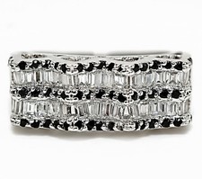 2CT Treated Black Sapphire  Topaz 925 Sterling Silver Ring Jewelry Sz 6