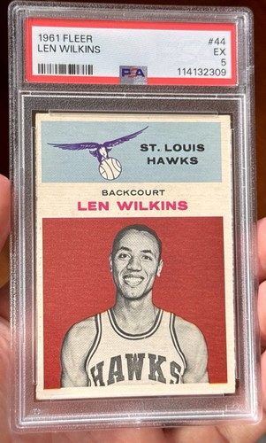1961 Fleer Len Wilkins RC Rookie HOF St Louis Hawks PSA 5 #44 cc17