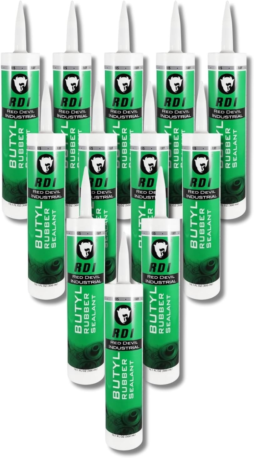 Butyl Sealant for Basements & Outdoors - 10.1 oz, 12 Pack, Flexible Gray
