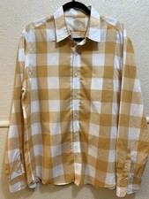 J Crew Lightweight Mens Dress Shirt Button Up Sz Large Yellow Plaid