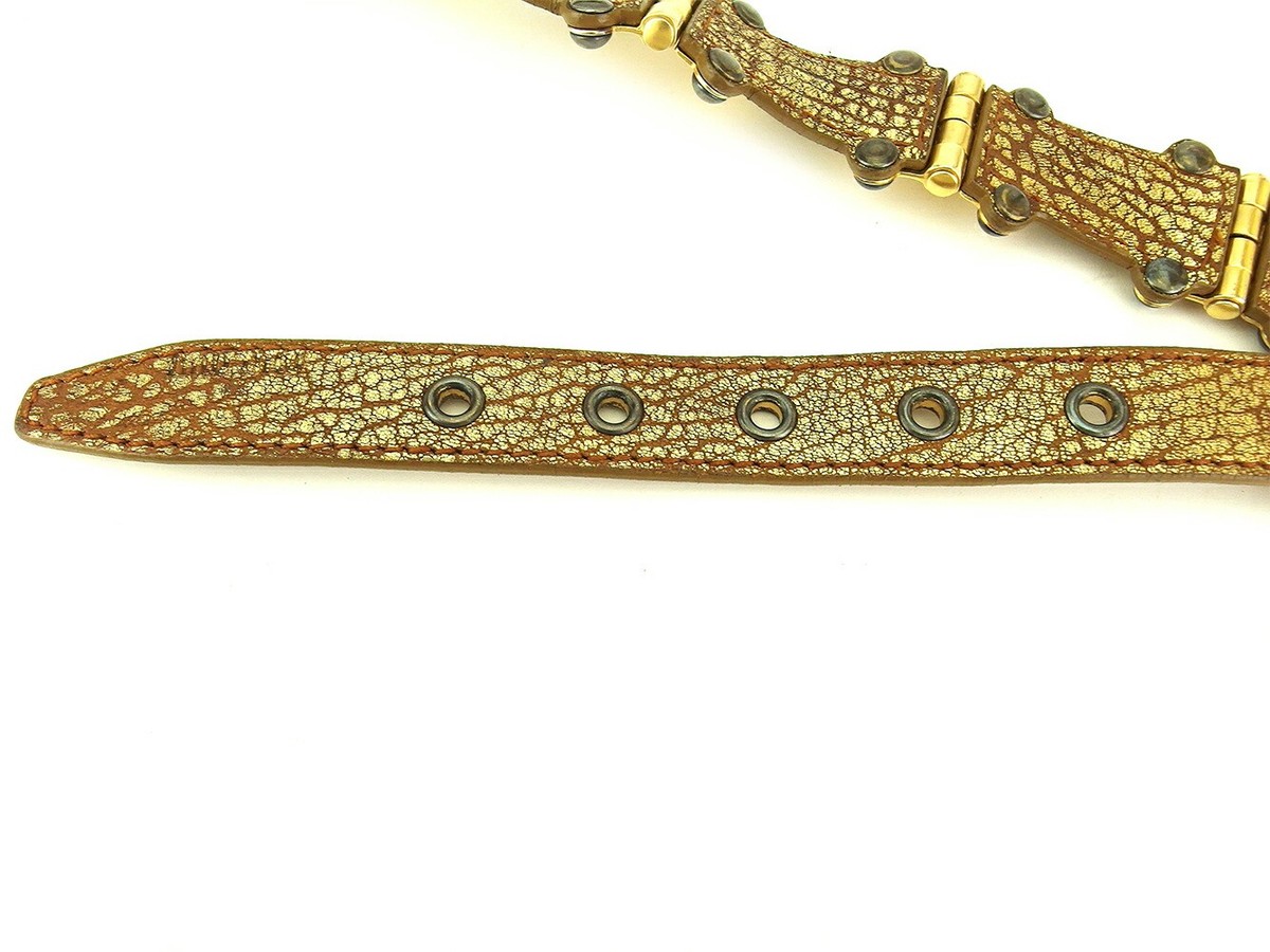 miu miu belt vintage leather ?~ Gold & Silver hardware Authentic USED Miu Miu Leather Chain-Link Accents Belt - Black Belts  main image 3