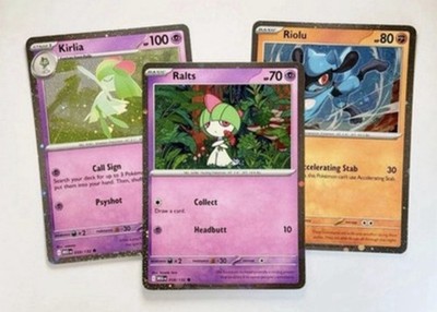 Pokemon Cosmo Holo Lot (3)   Ralts Kirlia Riolu   Mega Evolution Base (MEG)   NM