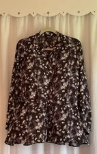 Simply Vera Wang Women’s PXL Purple Black Floral Tie Waist Button Down Tunic