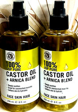 2-Pack 100 Pure Castor Oil  Arnica Blend for Face, Skin  Hair 8 fl oz Each