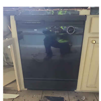 Black Built-In Integrated Dishwasher Modern Kitchen Appliance Sleek Design