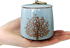 Small Cremation Urns for Human Ashes Adult Male Female - Tree of Life Blue Decor