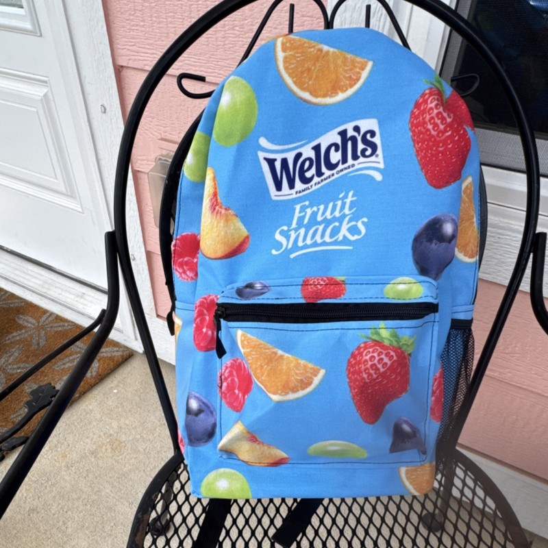 Rare Welch's Fruit Snacks Promotional Backpack All Over Print Swag Bag NEW