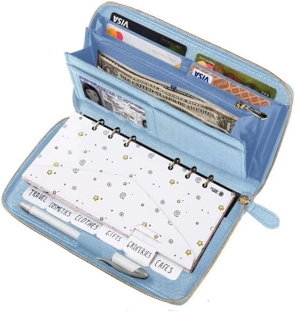 Leather Zipper Wallet with Cash Envelopes Monthly Budget Cards For Financial ... - Image 2 of 4