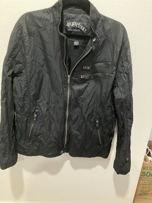 Vintage Biker Cotton Jacket Black Size XL Men