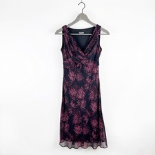 Ann Taylor Y2K Dark Floral Midi Dress 0P  Purple Babydoll Whimsigoth Fairy