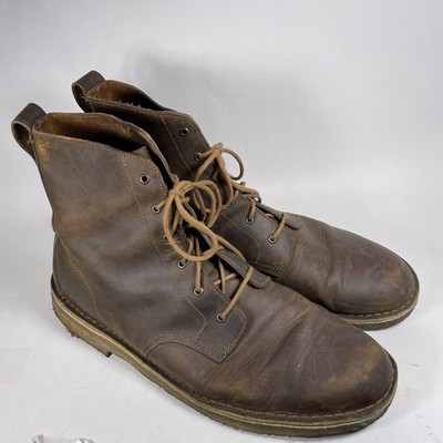 Size 12 - Clarks Desert Mali Boots Men s Brown Leather Lace Up Crepe Sole 13292