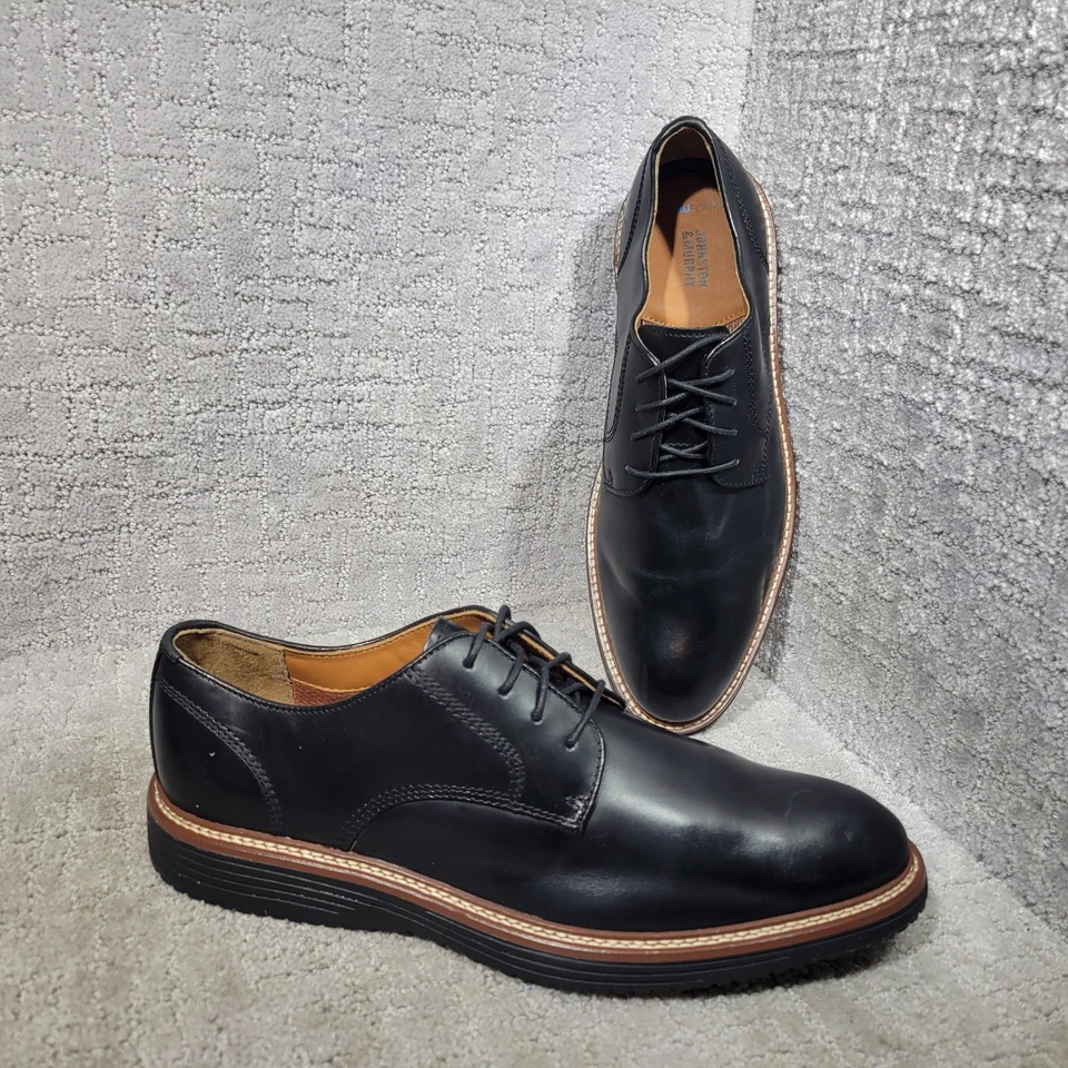 Zapatos Oxford Johnston Murphy Upton Puntera Lisa Para Hombre Talla US 13M Cuero Negro Foto 3 de 4
